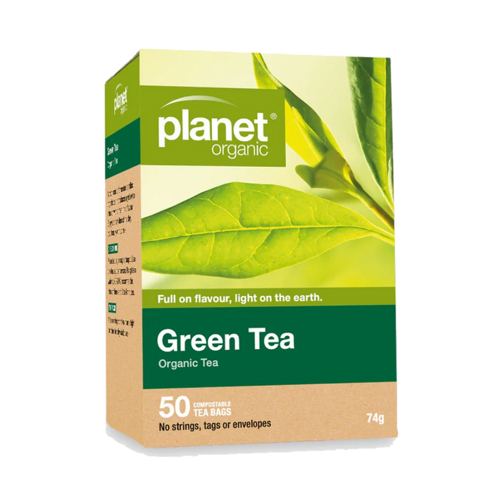 PLANET ORGANIC Green Tea Herbal Tea 50 Bags packaging