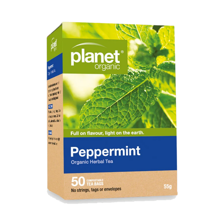 PLANET ORGANIC Peppermint Herbal Tea 50 Bags packaging