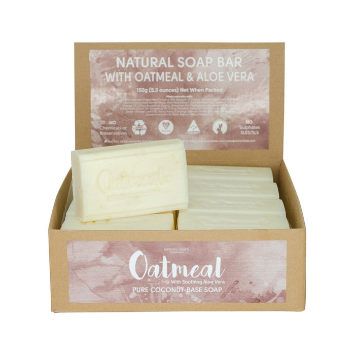 CLOVER FIELDS Natures Gifts Essentials Oatmeal with Soothing Aloe Vera Coconut Oil Coconut-Base Soap 150g 16x