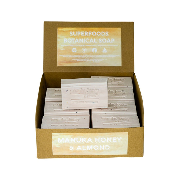 CLOVER FIELDS Superfood Botanical Manuka Honey & Almond Soap 150g 16x