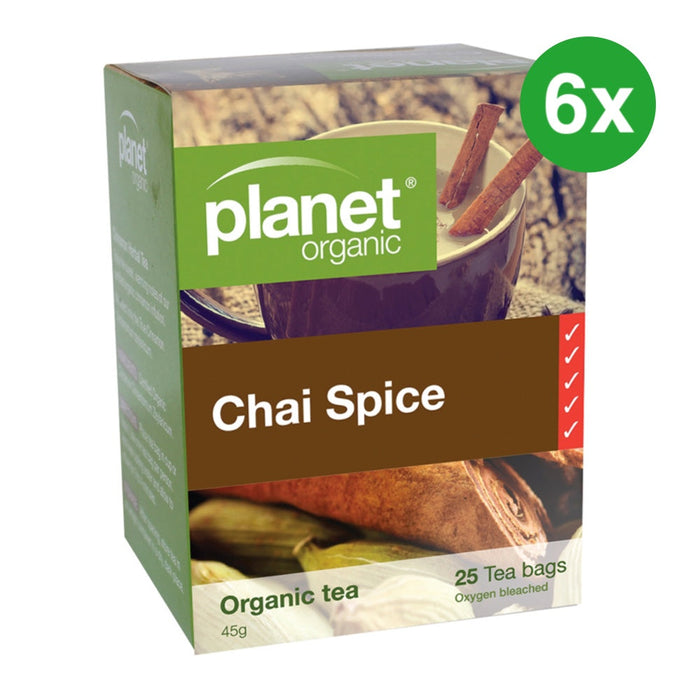 PLANET ORGANIC Chai Spice Herbal Tea 25 Bags 6 Boxes