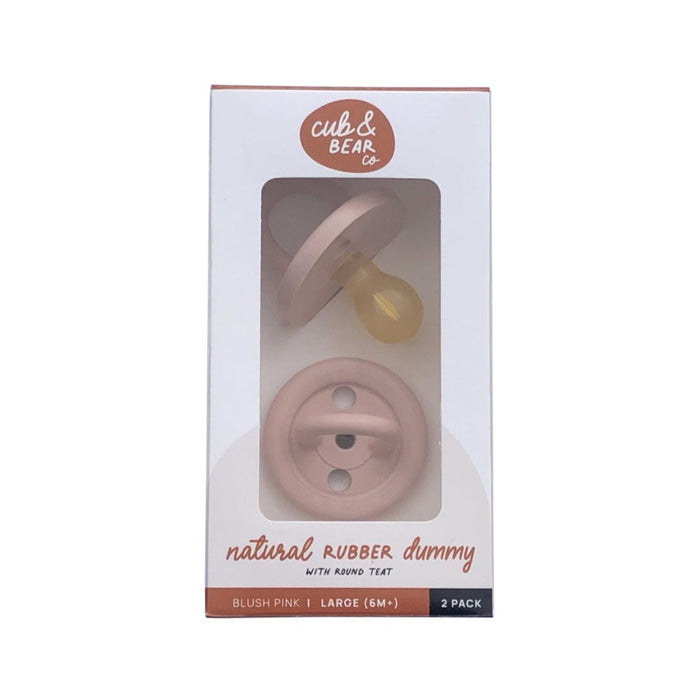 CUB & BEAR CO Natural Rubber Dummy Round Teat Large (6+ Months) Blush Pink Twin Pack Pink Blush