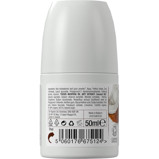 DR ORGANIC Deodorant Roll On Virgin Coconut Oil 50ml