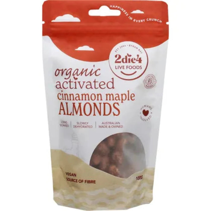 2DIE4 LIVE FOODS Organic Activated Almonds Cinnamon Maple 100g