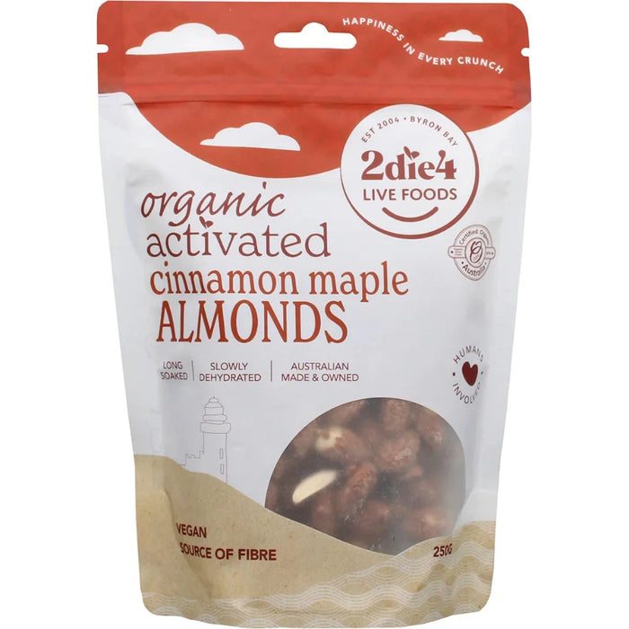 2DIE4 LIVE FOODS Organic Activated Almonds Cinnamon Maple 250g