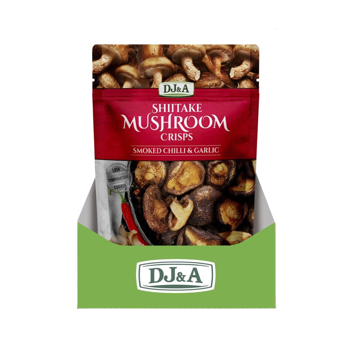 DJ&A Shiitake Mushroom Crisps Smoked Chilli & Garlic 12x30g
