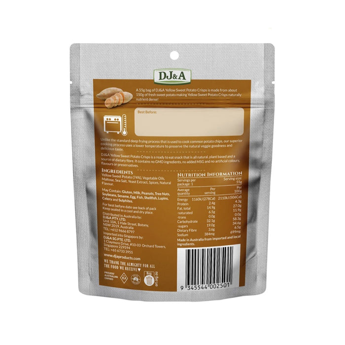 DJ&A Yellow Sweet Potato Crisps 10x55g