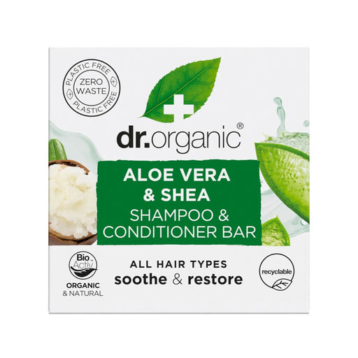 DR ORGANIC Shampoo & Conditioner Bar Aloe Vera & Shea All Hair Types 75g