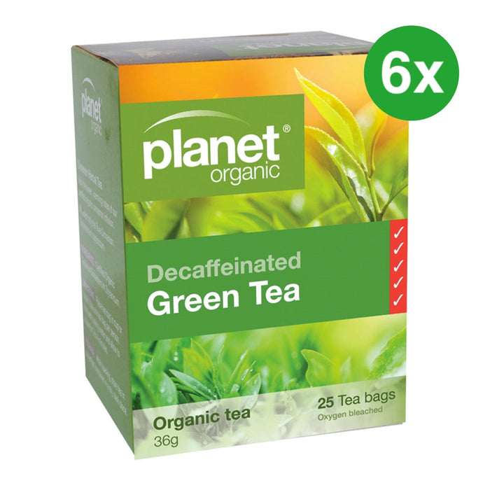 PLANET ORGANIC Herbal Decaffeinated Green Tea 25 Bags 6 Boxes