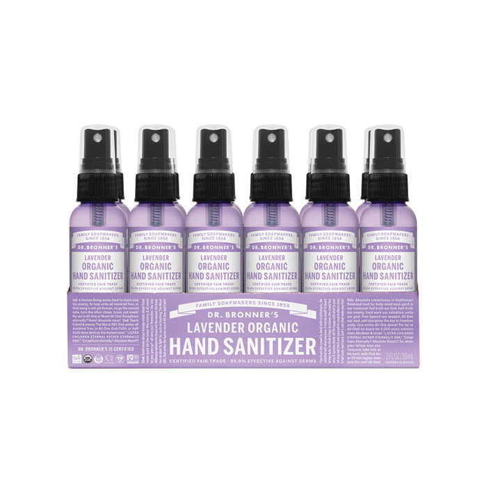 DR BRONNER'S Organic Lavender Hand Sanitizer Pack of 12 Bottles