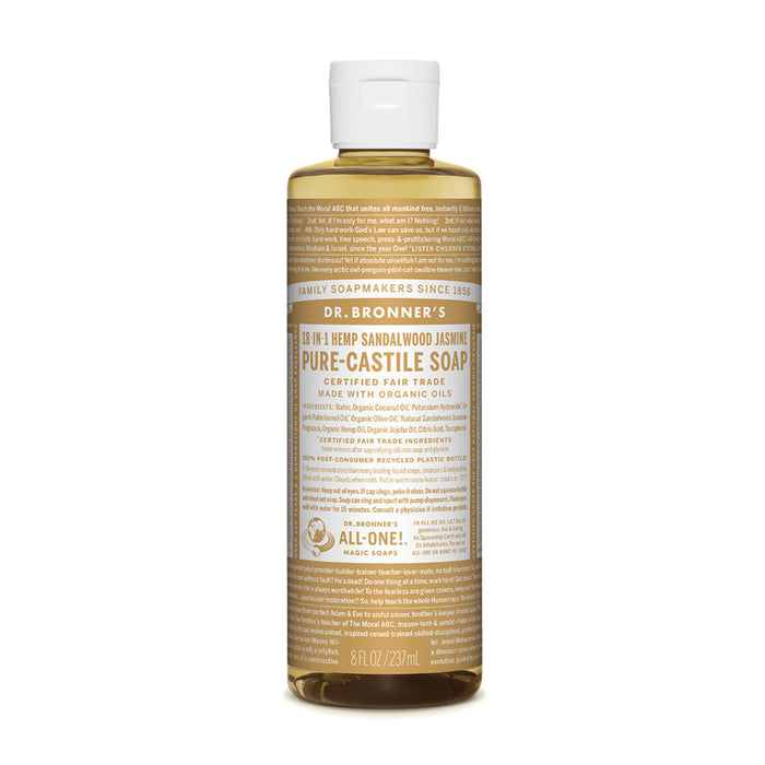DR BRONNER'S Pure-Castile Sandalwood Jasmine Liquid Soap Hemp 18-in-1 237ml