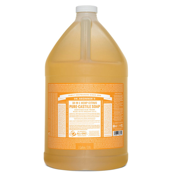 DR BRONNER'S Pure-Castile Citrus Liquid Soap Hemp 18-in-1 3.78L