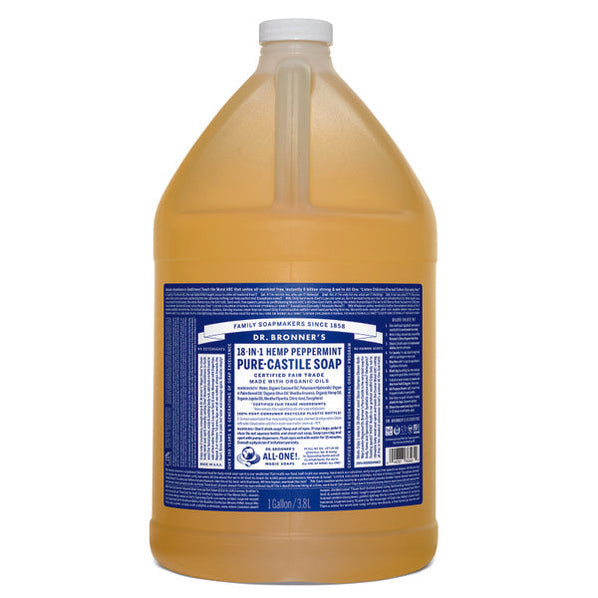 DR BRONNER'S Pure-Castile Peppermint Liquid Soap Hemp 18-in-1 3.78L