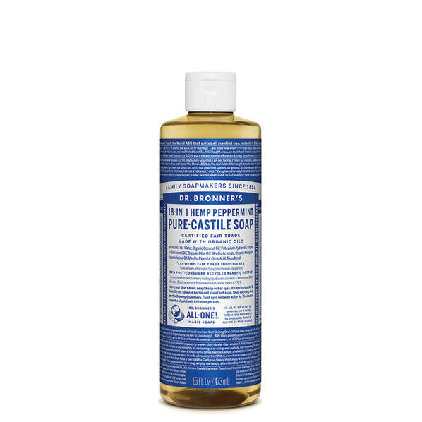 DR BRONNER'S Pure-Castile Peppermint Liquid Soap Hemp 18-in-1 473ml
