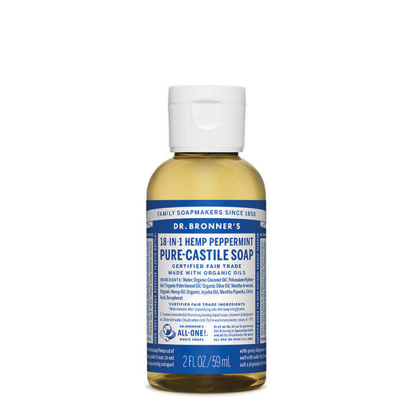 DR BRONNER'S Pure-Castile Peppermint Liquid Soap Hemp 18-in-1 59ml