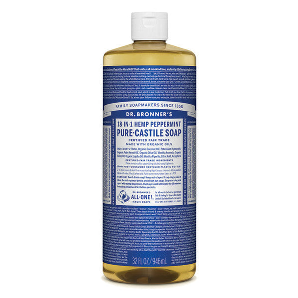 DR BRONNER'S Pure-Castile Peppermint Liquid Soap Hemp 18-in-1 946ml