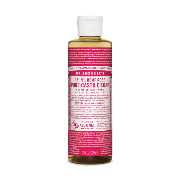 DR BRONNER'S Pure-Castile Rose Liquid Soap Hemp 18-in-1 237ml