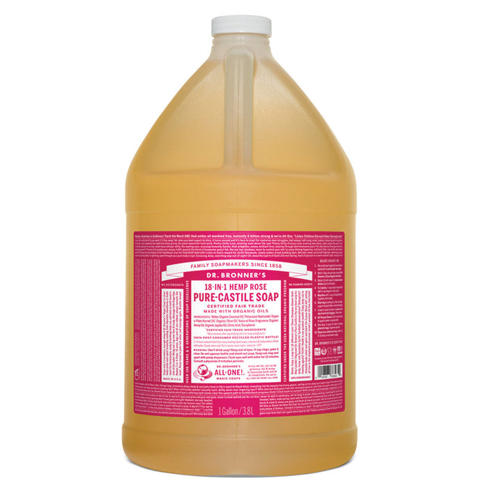 DR BRONNER'S Pure-Castile Rose Liquid Soap Hemp 18-in-1 3.78L
