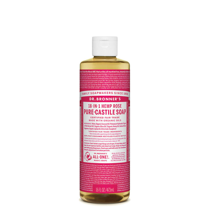 DR BRONNER'S Pure-Castile Rose Liquid Soap Hemp 18-in-1 473ml
