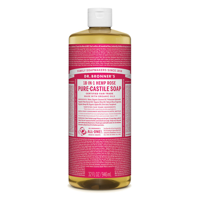 DR BRONNER'S Pure-Castile Rose Liquid Soap Hemp 18-in-1 946ml