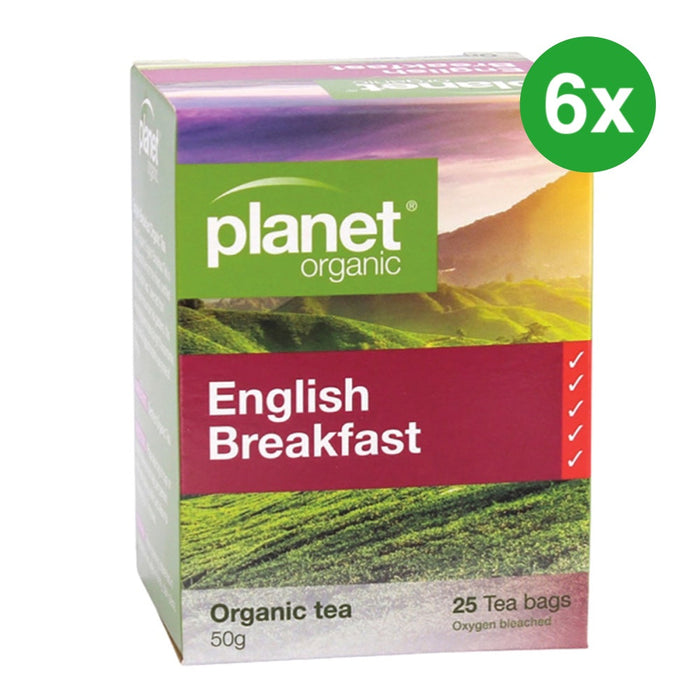 PLANET ORGANIC English Breakfast Herbal Tea 25 Bags 6 Boxes