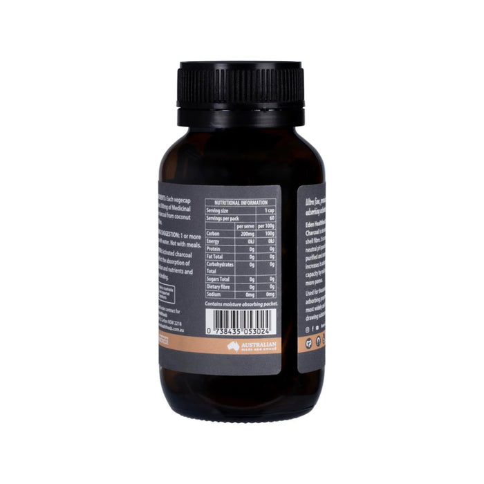 EDEN HEALTHFOODS Activated Charcoal Steam Activated Charcoal Powder 60 Caps