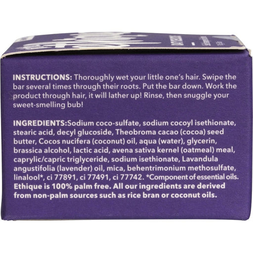 Ethique Oaty Delicious shampoo bar 110g side of box with instructions and ingredients listing
