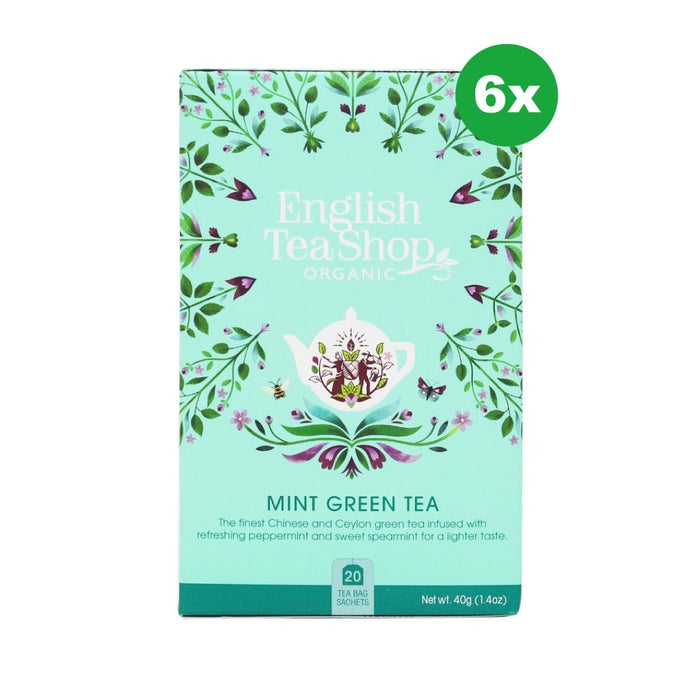 ENGLISH TEA SHOP Organic Mint Green Tea Teabags 20pc 6x