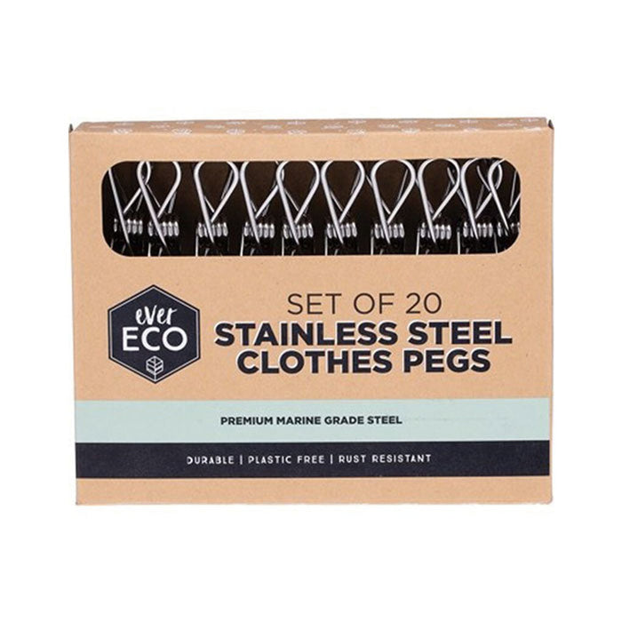Ever Eco Premium Marine Grade Stainless Steel Clothes Pegs 20 Pack