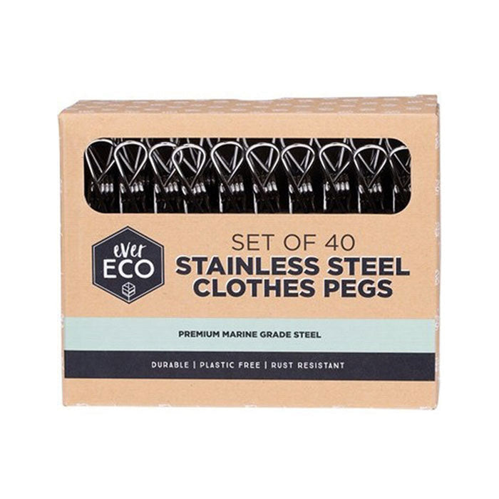 Ever Eco Premium Marine Grade Stainless Steel Clothes Pegs 40 Pack