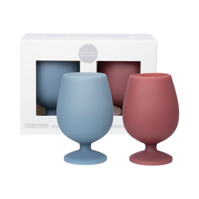 PORTER GREEN Stemm Silicone Wine Glass Set 2x250ml Peebles