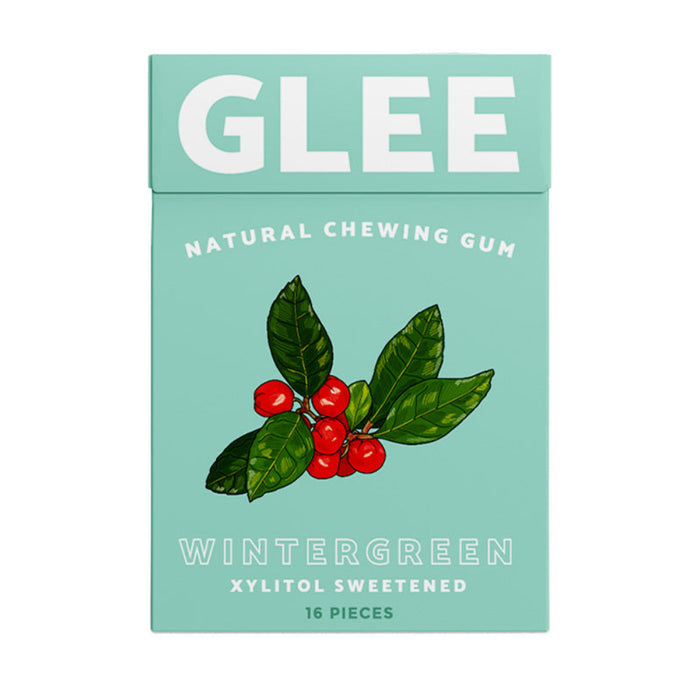 GLEE GUM Sugar free Chewing Gum Wintergreen Box x 12 BULK
