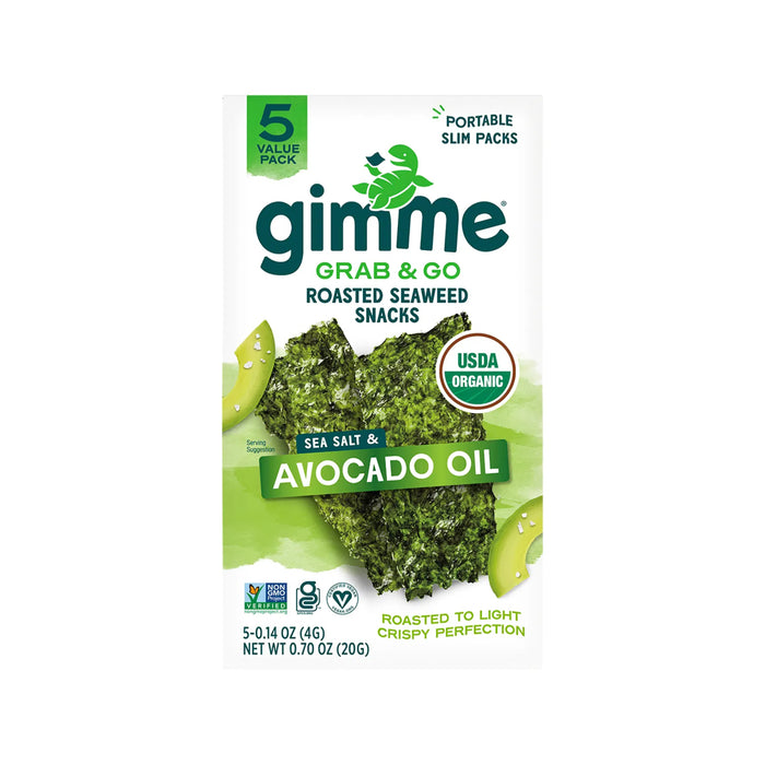 GIMME Roasted Seaweed Snacks Grab & Go Sea Salt & Avocado Oil 5x4g