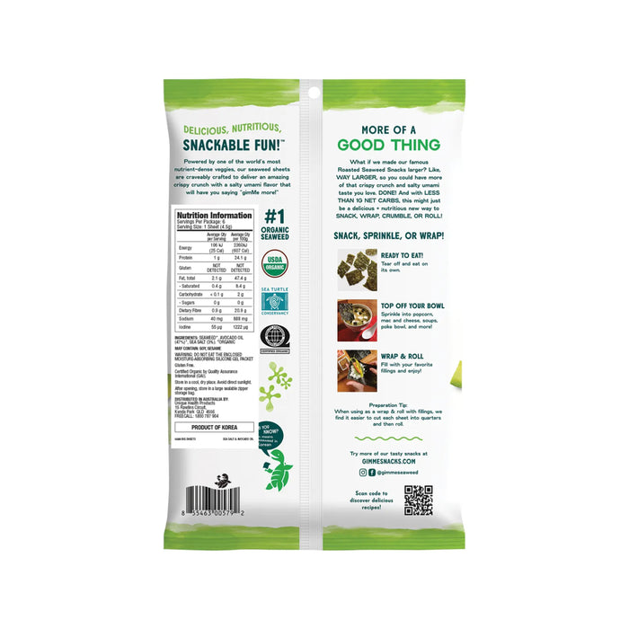 GIMME Roasted Seaweed Big Sheets Sea Salt&Avocado Oil 7 Sheets 26g