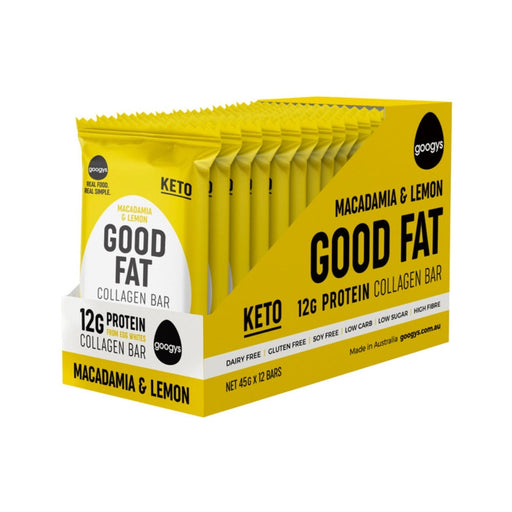 GOOGYS Good Fat Collagen Bar 45g x 12 Display Macadamia & Lemon