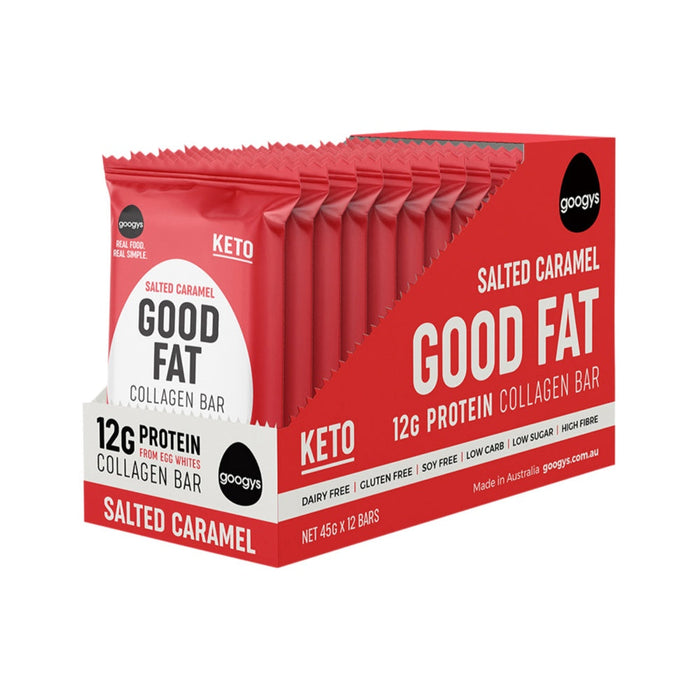 GOOGYS Good Fat Collagen Bar 45g x 12 Display Salted Caramel