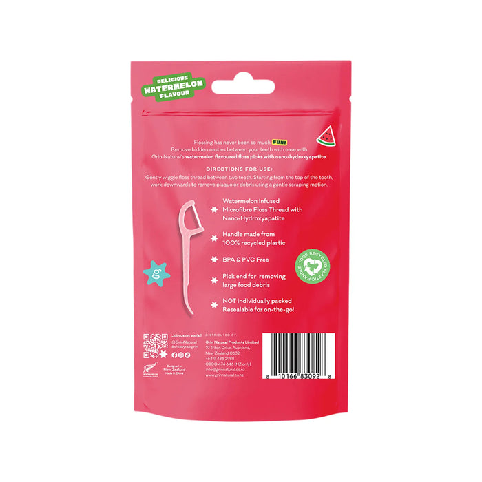 GRIN Ultra Smooth Floss Picks Watermelon Flavoured 80pk