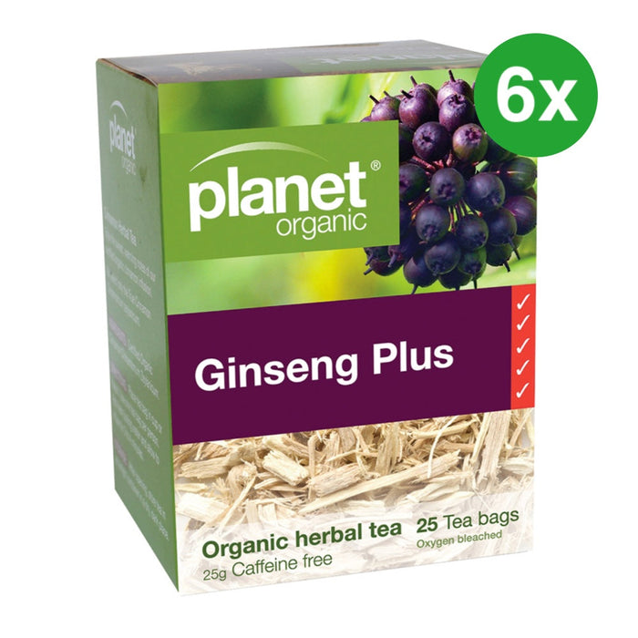 PLANET ORGANIC Ginseng Plus Herbal Tea 25 Bags 6 Boxes (Extra 5% Off)