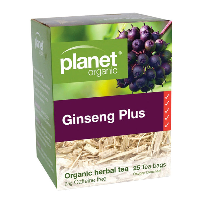 PLANET ORGANIC Ginseng Plus Herbal Tea 25 Bags 1 Box