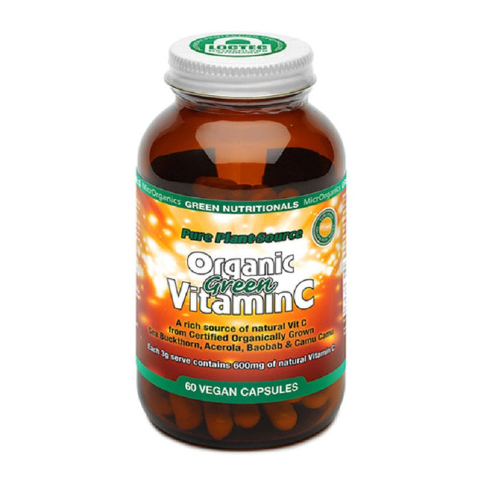 GREEN NUTRITIONALS Organic Green Vitamin C Veg Capsules 600mg 60 Veg Capsules