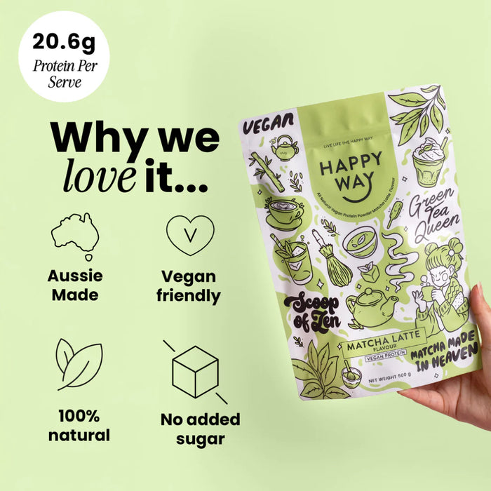 HAPPY WAY Vegan Protein Powder Matcha Latte 500g