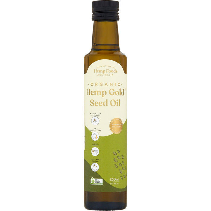 HEMP FOODS AUSTRALIA Organic Hemp Gold Seed Oil Contains Omega 3, 6 & 9 - 250ml