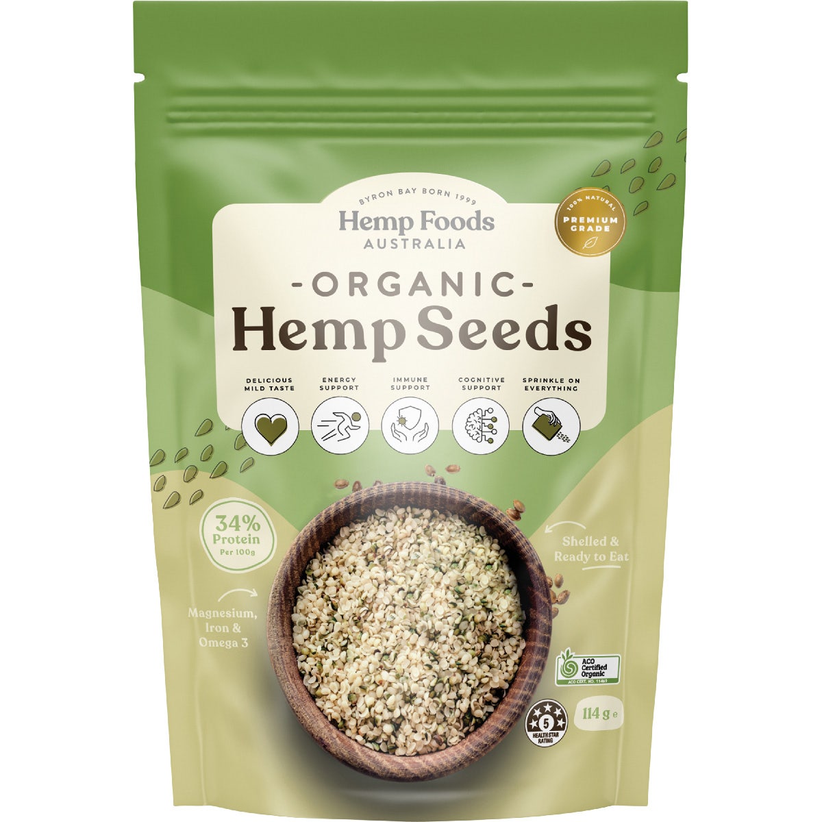 Hemp Foods Australia Organic Hemp Seeds Hulled 114g — Australian Organic Products