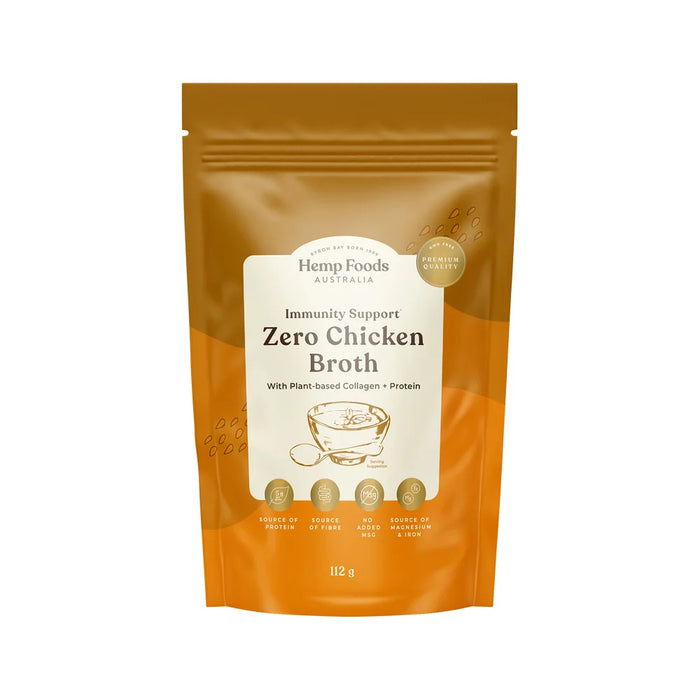 HEMP FOODS AUSTRALIA Broth Zero Chicken (Vegan) Immunity Support With Plant-Based Collagen + Protein 112g