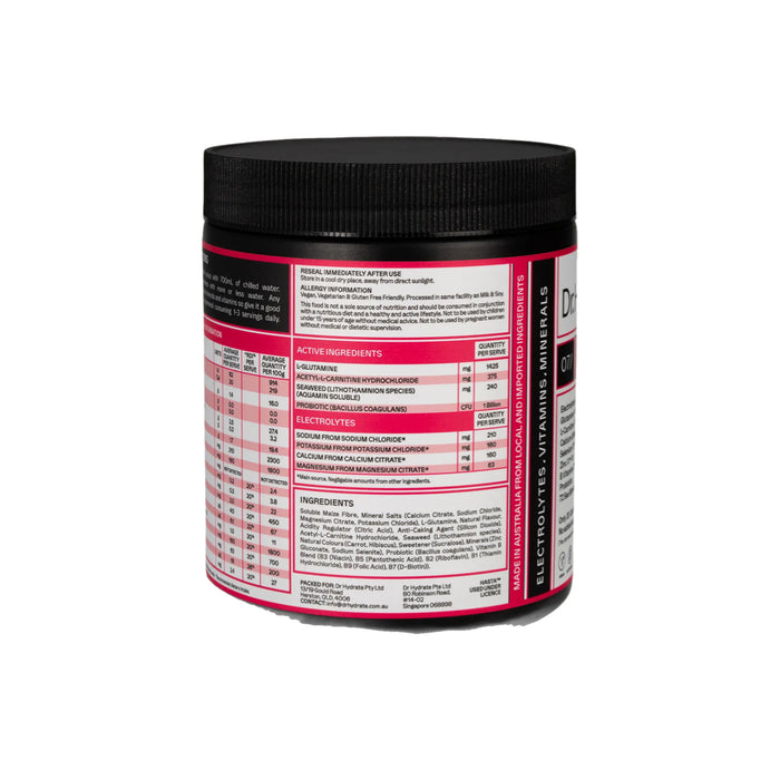 DR HYDRATE All-In-One Hydration Drink Hasta Cert Raspberry 270g