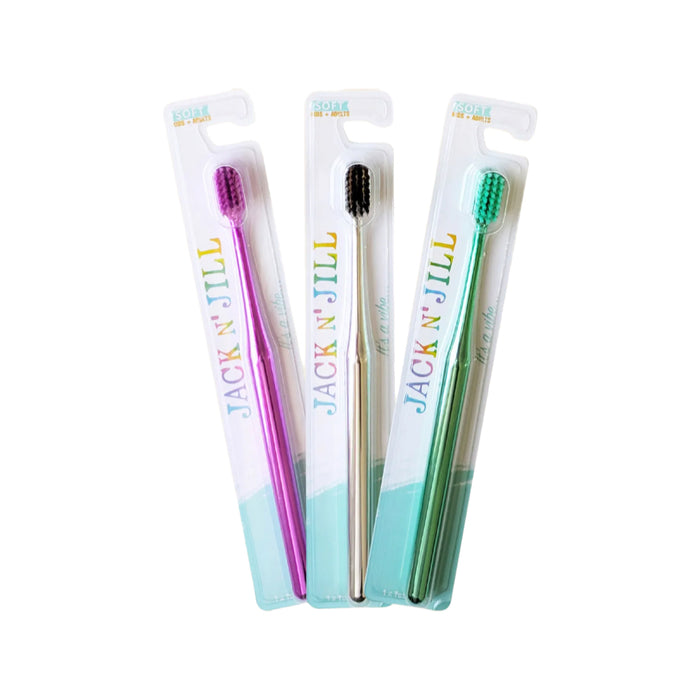 JACK N' JILL Toothbrush Kids & Adults Chrome Soft x8