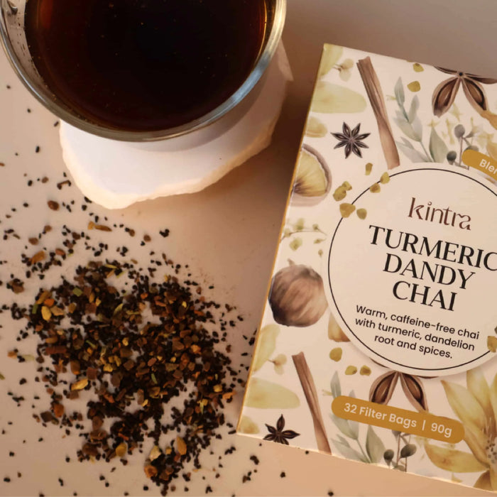KINTRA FOODS Herbal Tea Bags Turmeric Dandy Chai 32pk