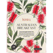 Kintra Australian Breakfast Extra Strength Herbal Tea box, featuring a cream-colored background decorated with red bottlebrush flowers and green leaves. The brand name 'kintra' is printed in a warm terracotta color at the top of the central oval label.