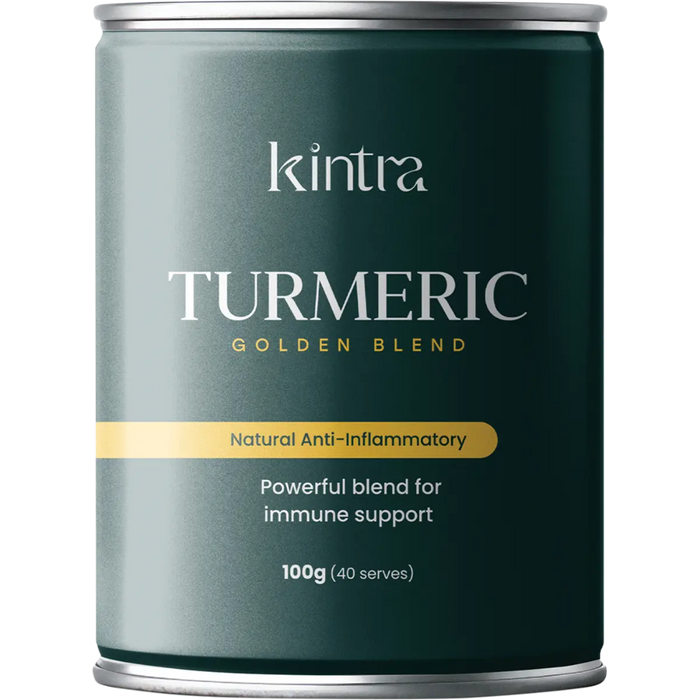 KINTRA FOODS Turmeric Golden Blend 100g front of cannister