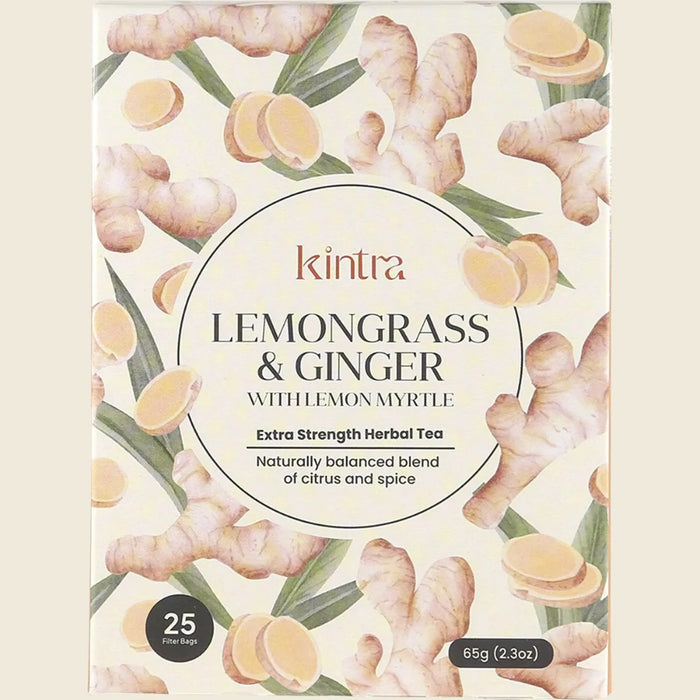 KINTRA FOODS Herbal Tea Bags Lemongrass & Ginger w/Lemon Myrtle - 25 Bags